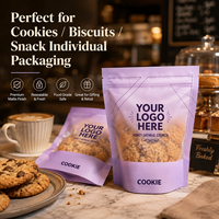 Sacs d'emballage pour biscuits imprimés sur mesure, qualité alimentaire, avec fenêtre transparente, thermoscellables, pour boulangerie, biscuits, en-cas