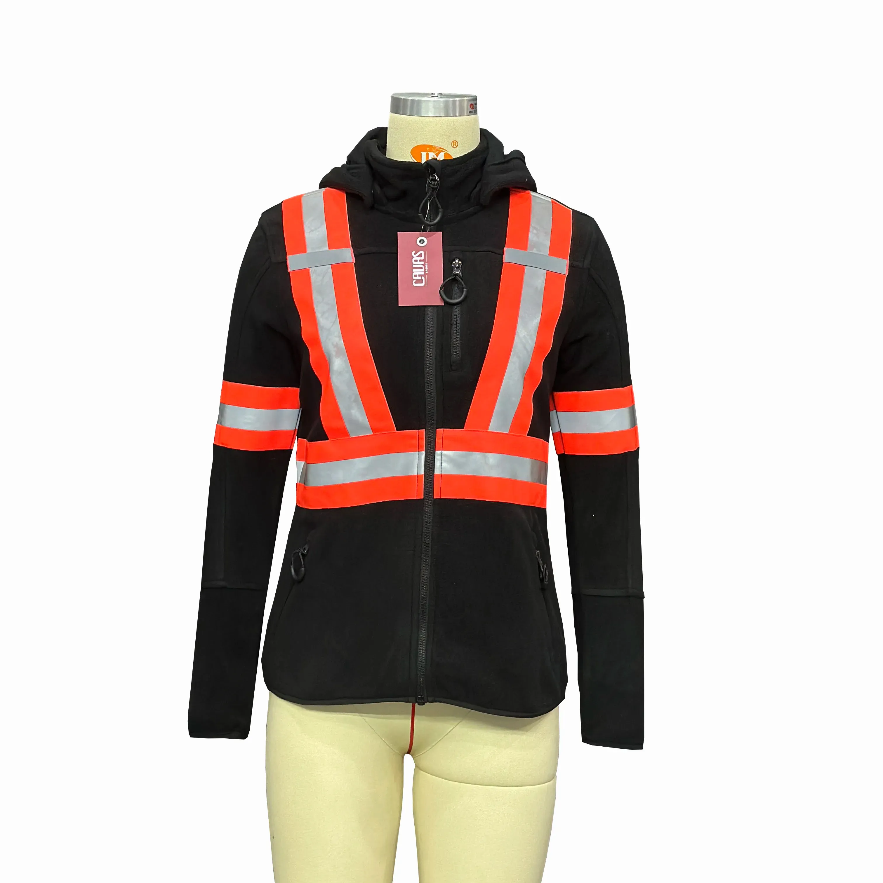 卸売カスタムデザイン安全セーター反射高視認性ブラックフリースジャケット