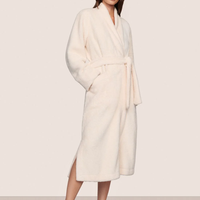 Peignoir de bain d'hôtel de luxe personnalisé, blanc, rose, en microfibre de cachemire, long peignoir de spa pour hommes et femmes, doublure en peluche, thermique, doux, absorbant, uni
