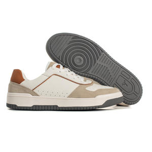 Chaussures de course Air <span class=keywords><strong>Dunk</strong></span> pour hommes, style européen, basses, en cuir véritable, baskets blanches et brunes, lacets, tendance mode, semelle intermédiaire en caoutchouc - Product Image 4