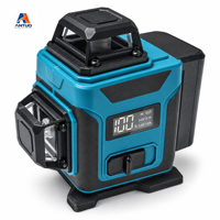 Niveau laser industriel 4D 16 lignes à faisceau vert 360 degrés, auto-nivelant, outil à lignes croisées, alimenté par piles AAA pour sol/mur/plafond