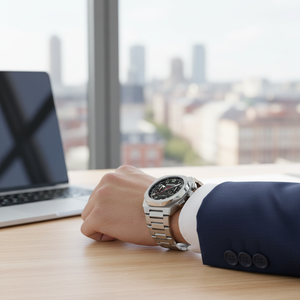 นาฬิกาข้อมือโครโนกราฟสไตล์มินิมอลระดับพรีเมียม สายสแตนเลส กระจกแซฟไฟร์ เหมาะสำหรับใส่ทำงานและใส่ลำลอง - Product Image 4