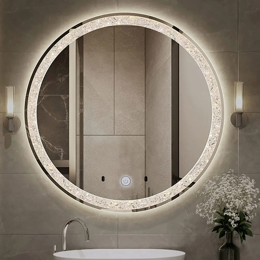 3000-6500k Led Color Temperature Changing Vanity Mirror Bathroom Diamond Led Light Mirror
