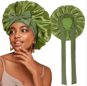 Bonnet de nuit en satin double couche pour femmes, avec bande à nouer, idéal pour cheveux bouclés - Cadeau promotionnel IStapromo - Product Image 1