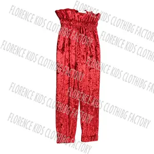 DH OEM pantalones de ninas terciopelo rojo estilo Año Nuevo mallas para niños pequeños pantalones para niñas