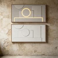 Art mural LED géométrique moderne, toile abstraite illuminée, décoration minimaliste neutre pour le salon