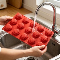 Moule à gâteau en silicone à motif floral semi-circulaire de 15 pièces, résistant au four, pour desserts faits maison, crème glacée et chocolat