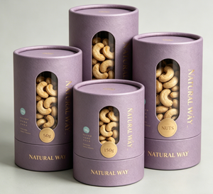 Tube en papier hermétique avec fenêtre transparente pour emballage de noix, emballages anti-humidité pour aliments secs et en-cas - Product Image 1