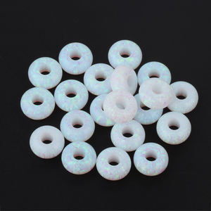 Perles Rondelle Opale Grand Trou 12mm 14mm Pierre Opale Perles Européennes 98 Couleurs Créées Rondelles Opale - Product Image 4