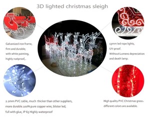 Décorations de Noël extérieures Toprex Decor, grand renne et traîneau 3D, lumières LED, imperméables, décorations de fêtes commerciales, fabrication industrielle - Product Image 2