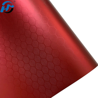 Autocollants de voiture personnalisables en PET PVC à changement de couleur, films de protection en fibre de carbone rouge nid d'abeille, film vinyle imperméable pour voitures