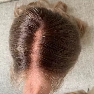 Perruque complète en cheveux humains européens bruts de qualité supérieure, avec dentelle HD, brun foncé, mèches blondes, perruque juive pour femmes - Product Image 3