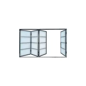 现代法式锻造铁和玻璃折叠门成品表面，用于入口大门和家庭办公应用