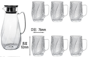 In Style Heat-Resistent Fashionable 7PCS Drinking Set 1950ml Glass <strong>Kettle</strong> With 6pcs Cup Sets Beer /juice Jar Jug <strong>glassware</strong> - Product Image 6