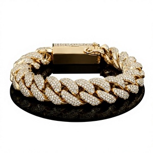 Gold Charm Cuban Link Bracelet Rose Gold Plated Iced Out Chain Jewelry for <b>Men</b> Gift Wedding Party - Product Image 2