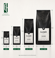 Sacs à café imprimés sur mesure, pochettes à café à fond plat avec valve, 2 kg, 1 lb, 5 lb, grande capacité, pochette de stockage robuste pour grains torréfiés