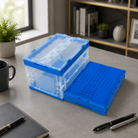 Boîte de rangement transparente pliable, organiseur de maison en plastique pliable, caisse empilable pour vêtements, jouets, livres, personnalisable