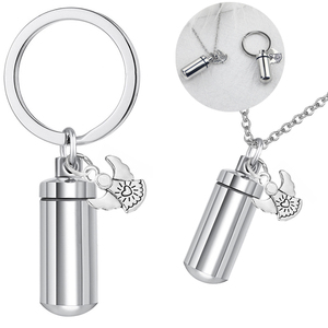 Kalung liontin kalung guci silinder perhiasan kremasi baja tahan karat untuk perhiasan abu kenangan - Product Image 1