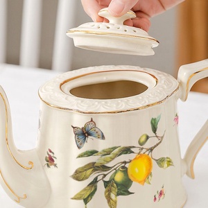 Taza de Té con Plato con Diseño de Limón Amarillo Europeo y Borde Dorado, Precio Económico en Promoción - Product Image 5