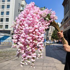 उच्च मोटाई वाली शादी की सजावट 3.6 फीट रंगीन थोक बिक्री रेशम की शाखाओं को सफेद विस्टेरिया लटका हुआ फूल - Product Image 2