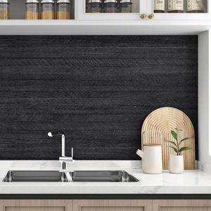 ORON DECO negro Peel and Stick <span class=keywords><strong>cocina</strong></span> pared pegatina impermeable grano <span class=keywords><strong>de</strong></span> madera papel pintado PVC autoadhesivo vinilo envoltura <span class=keywords><strong>para</strong></span> encimera - Product Image 2