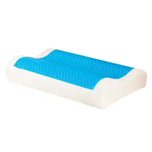 Coussin de gel de refroidissement haut et bas en forme de B, mousse à mémoire de forme vague de contour cervicale oreillers de lit de couchage par taille 60x40x1 2/10cm
