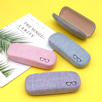 Boîte à lunettes en lin multicolore en gros, style frais, étui rigide de protection pour lunettes, emballage personnalisé de marque