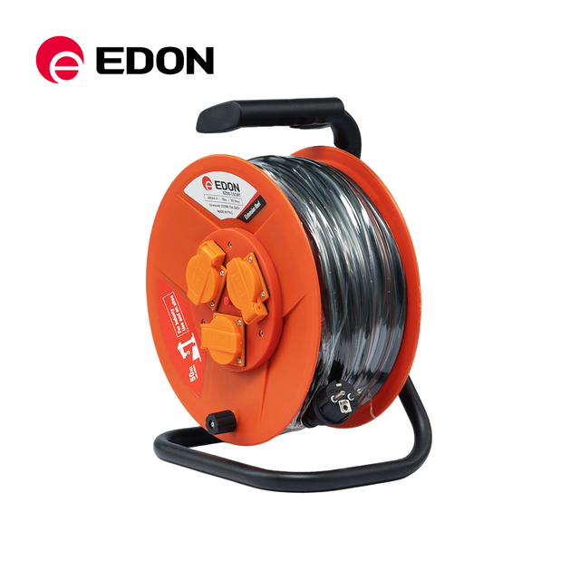EDON Carrete De Tambor De Cable 50M Heavy Duty Water Proof Extension Retractable Cord Cable Reel Drum