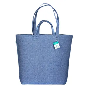 Bolsa de compras de algodón reciclado con doble asa, accesorios ecológicos - Product Image 2