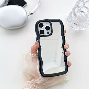 2 in 1 colore orlo grande specchio onda cassa del telefono per <span class=keywords><strong>iPhone</strong></span> 15 14 13 12 <span class=keywords><strong>11</strong></span> <span class=keywords><strong>custodia</strong></span> del telefono 15promax lucido in Wind Cover <span class=keywords><strong>protettiva</strong></span> - Product Image 4