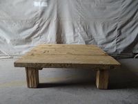 Table basse carrée en bois massif de dessus épais en bois récupéré rustique rustique chinois
