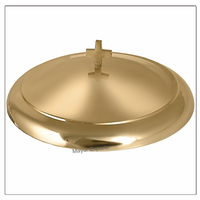 Ensemble de plateaux de communion en acier inoxydable, finition dorée brillante, 1 plateau, 1 couvercle, laiton, cuivre, MAYUR EXPORTS, modèle 9237