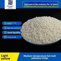 Particules d'adhésif thermofusible jaune clair de haute qualité, colle EVA pour bordure de meubles, colle pour bordure de meubles à température moyenne, couleur naturelle 9338A
