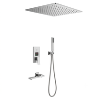 Système de douche de pluie encastré au plafond pour salle de bain, ensemble de robinetterie de douche dissimulée avec douchette à main et mitigeur chaud/froid