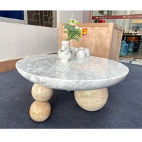 Table basse ronde en marbre blanc de Carrare de luxe moderne nordique meubles de Table en marbre de salon