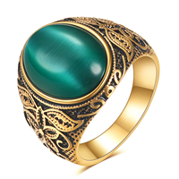 Bague signet pour homme en argent vintage rétro plaqué or, pierre ovale en lapis-lazuli et œil de tigre, prête à être expédiée en gros