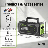 Démarreur multifonction Yesper M8 Pro 6-en-1 avec gonfleur d'air et courant de crête de 3250A