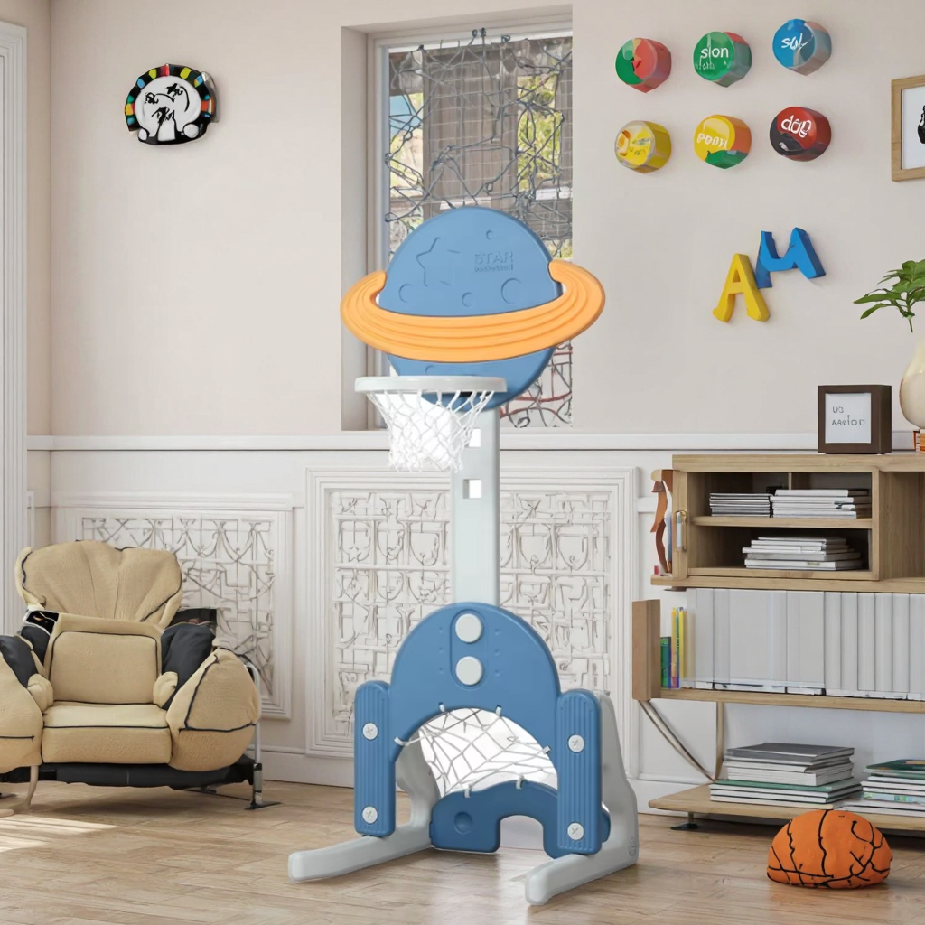 VSUCH Children Movable Basketball goal Stand Toy Hoop Football Frame Foldable Adjustable Height Kids Folding Basketball Stand