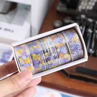 5 rouleaux de ruban adhésif décoratif Washi romantique en forme de fleurs, mignon et frais, pour étudiants, un cadeau indispensable pour les étudiants