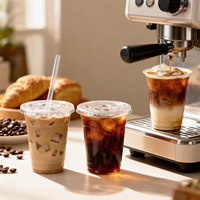 Gobelets à boissons froides en PET avec logo personnalisé, épaissis et avec couvercles/anti-fuite/haute transparence pour bubble tea et café à emporter