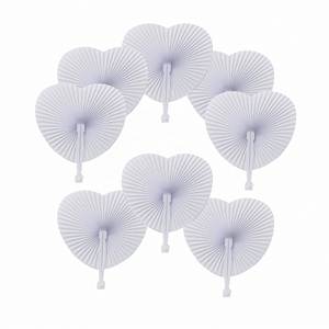 Éventails pliables en papier blancs en forme de cœur, avec poignées en plastique, couleurs personnalisables, pour peinture DIY - Product Image 1