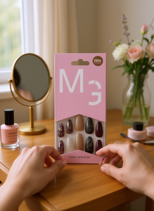 Uñas Postizas M3, Forma Almendrada, Longitud Media, 24 Piezas, Diseño Brillante, Acrílicas con Adhesivo y Pestañas - Product Image 2