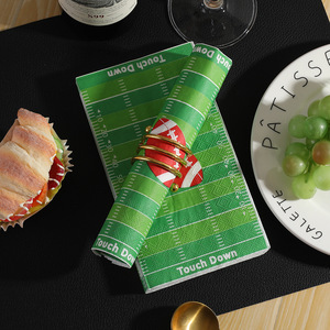 Rugby Ball Print Paper Napkins 330mmx400mm 20 Sheets Per Pack For Themed Party Disposable Tableware - Product Image 1
