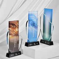 Trophée de cristal personnalisé avec base en bois en forme de nuage
