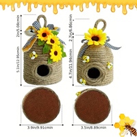 2 Stück Handgefertigte Rustikale Umweltfreundliche Bienenstock-Dekoration zum Welt-Bienen-Tag, Sonnenblumen-Bauernhaus-Etagere, Haus- und Gartenornamente, Bestseller