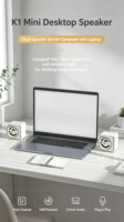 Haut-parleur de bureau mini ks K1 avec subwoofer, micro intégré, LED RGB, contrôle par application, portable pour la maison/le bureau, USB/Wi-Fi/son des basses