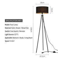 Lampe de table design moderne lampe sur pied de décoration lin tissu trépied lampadaire en métal pour hôtel salle de lecture chambre à coucher