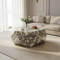 Meubles italiens modernes de luxe léger, table basse en marbre Calacatta naturel de forme irrégulière créative pour salon, villa