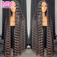 Pelucas de Cabello Humano de 40 Pulgadas, Sin Pegamento, con Frente de Encaje Transparente HD, Ondulado Profundo, Cabello Indio, Rizado, Remy, Peluca con Encaje HD 13x6