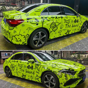 สติ๊กเกอร์ไวนิลลายกราฟฟิตี้สีเขียวเงาพิเศษแบบเต็มคันรถยนต์ NIKO Custom Design ผลิตจากวัสดุ PET ป้องกันรอยขีดข่วน - Product Image 3